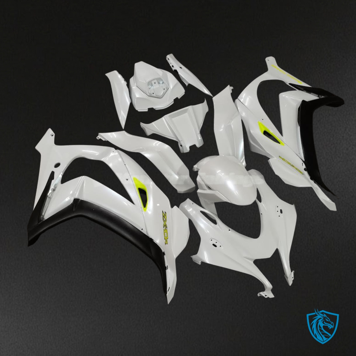 Kawasaki ZX10R (2016-2020) Pearl White & Yellow - Custom ABS Fairing Kit