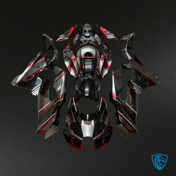 Kawasaki ZX10R (2021-2025) Gloss Black, Gray & Red Fairing Kit | ABS Bodywork