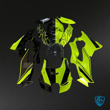 Kawasaki ZX10R (2021-2025) Gloss Black & Green Split Design Fairing Kit - Aftermarket Bodywork