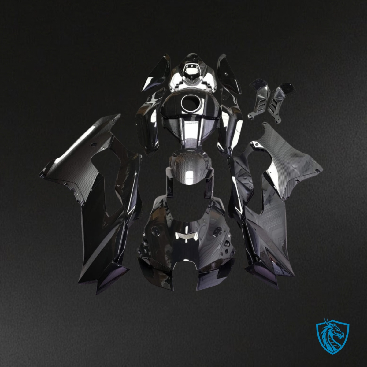 Kawasaki ZX10R (2021-2025) Gloss Black Carbon Fiber Style - Custom ABS Fairing Kit