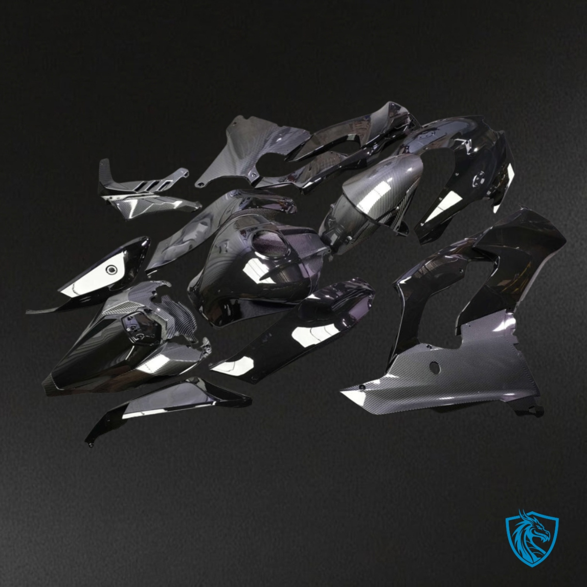Kawasaki ZX10R (2021-2025) Gloss Black Carbon Fiber Style - Custom ABS Fairing Kit