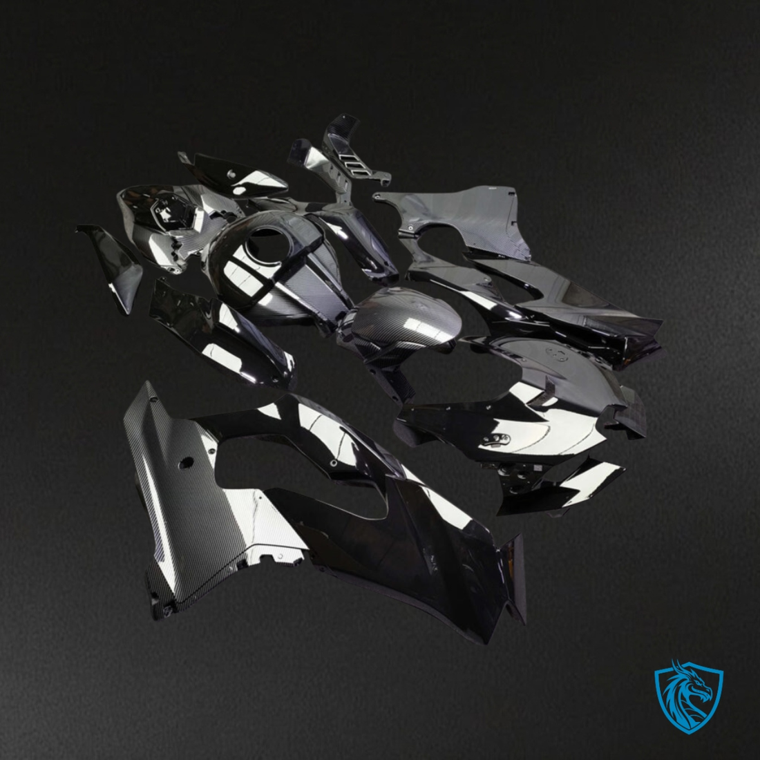 Kawasaki ZX10R (2021-2025) Gloss Black Carbon Fiber Style - Custom ABS Fairing Kit