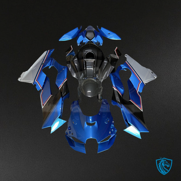 Kawasaki ZX10R (2021-2025) Gloss Black & Blue Carbon Fiber Style - Custom ABS Fairing Kit