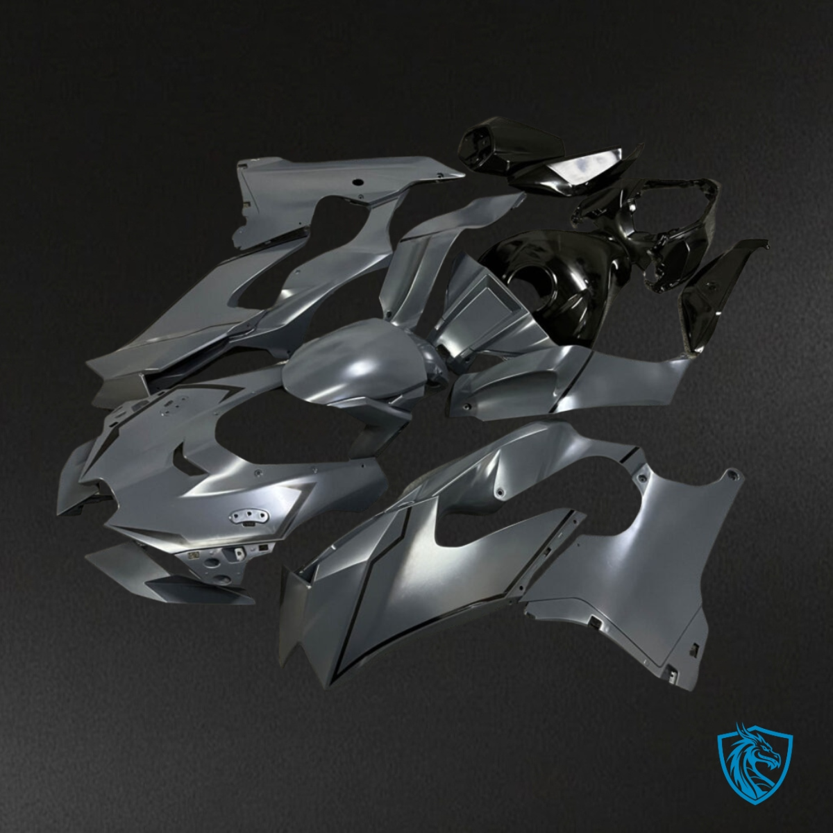 Kawasaki ZX10R (2021-2025) Gloss Gray & Black Fairing Kit - Aftermarket Bodywork