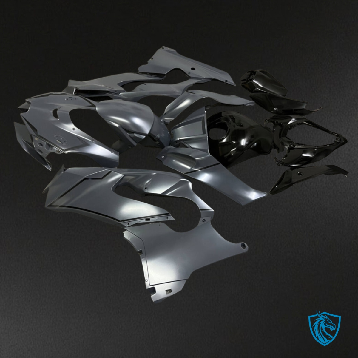 Kawasaki ZX10R (2021-2025) Gloss Gray & Black Fairing Kit - Aftermarket Bodywork