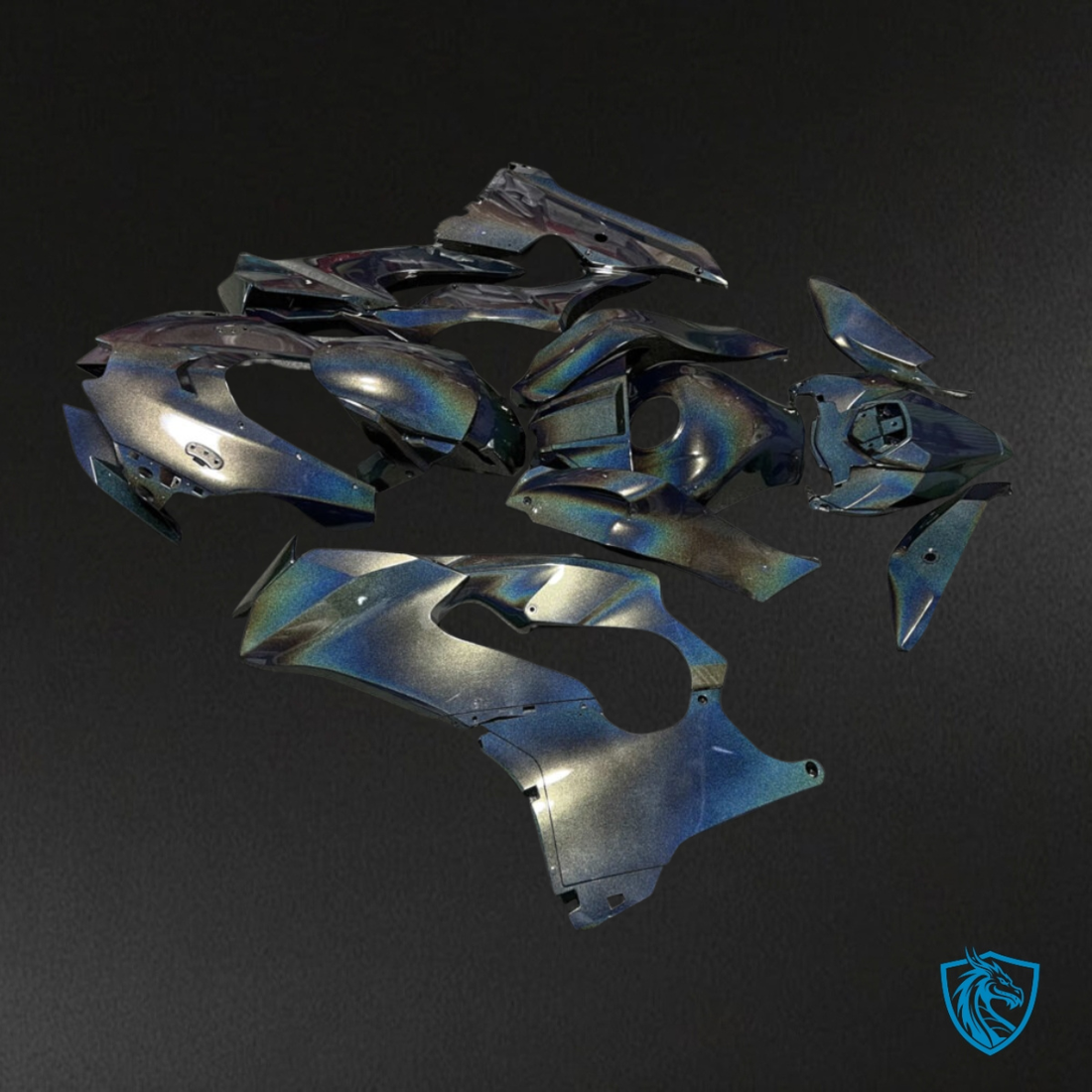 Kawasaki ZX10R (2021-2025) Gloss Metallic Black & Blue Fairing Kit - Aftermarket Bodywork