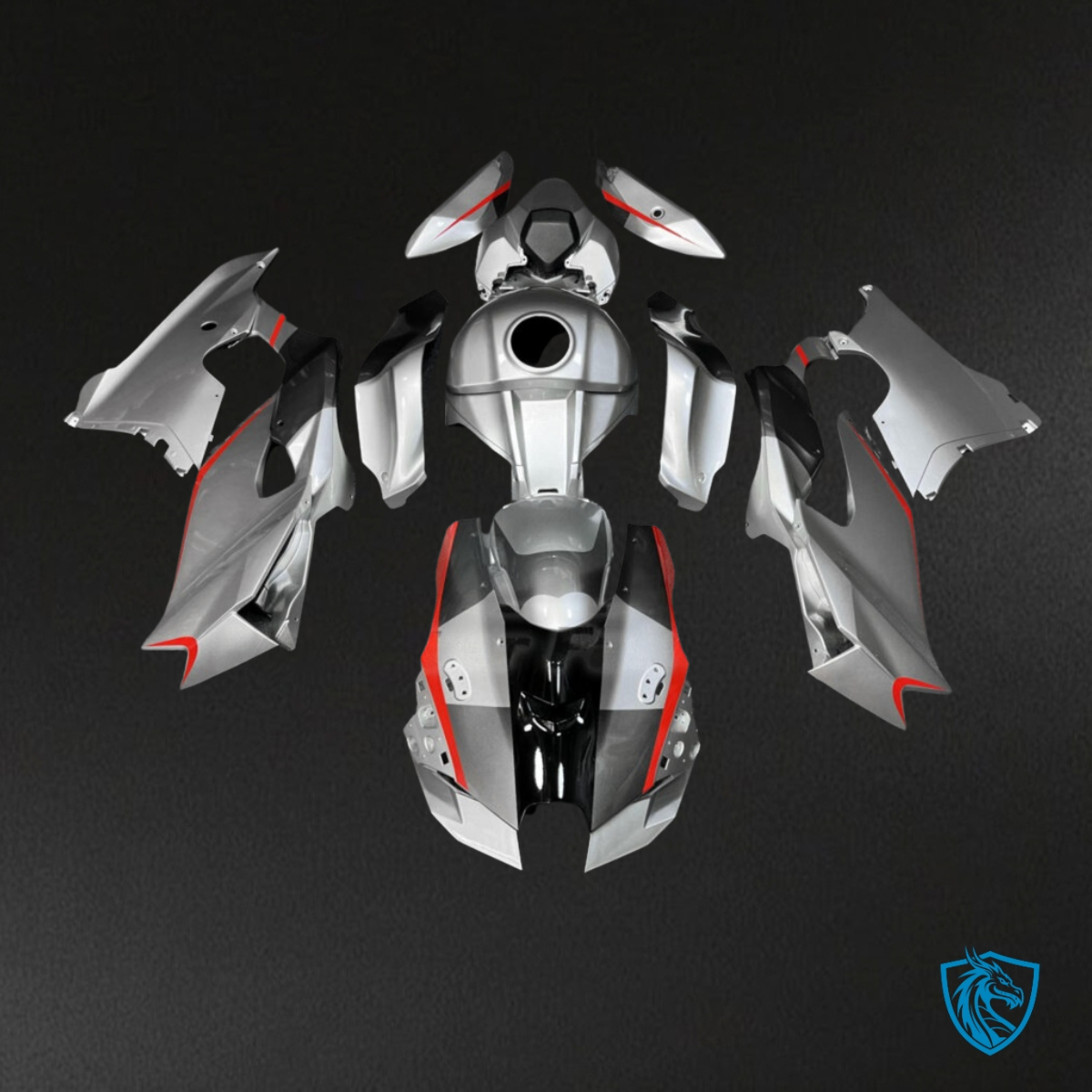 Kawasaki ZX10R (2021-2025) Gloss Silver & Red - Custom ABS Fairing Kit
