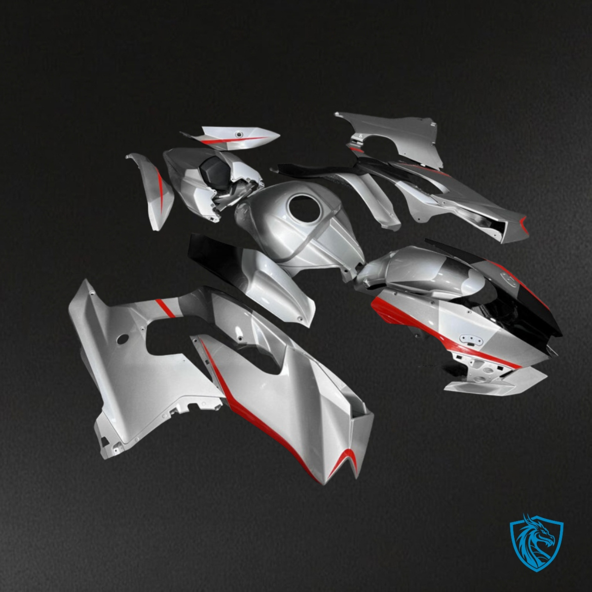 Kawasaki ZX10R (2021-2025) Gloss Silver & Red - Custom ABS Fairing Kit