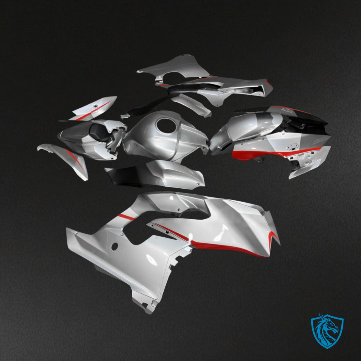 Kawasaki ZX10R (2021-2025) Gloss Silver & Red - Custom ABS Fairing Kit