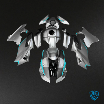 Kawasaki ZX10R (2021-2025) Gloss Silver & Aqua Accents - Complete ABS Body Kit