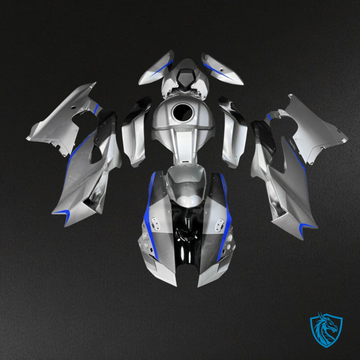 Kawasaki ZX10R (2021-2025) Gloss Silver & Blue Fairing Kit | ABS Bodywork