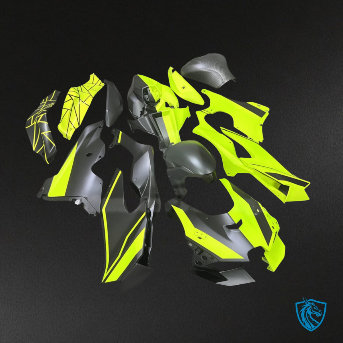 Kawasaki ZX10R (2021-2025) Gloss Black & Green Split Fairing Kit | ABS Bodywork
