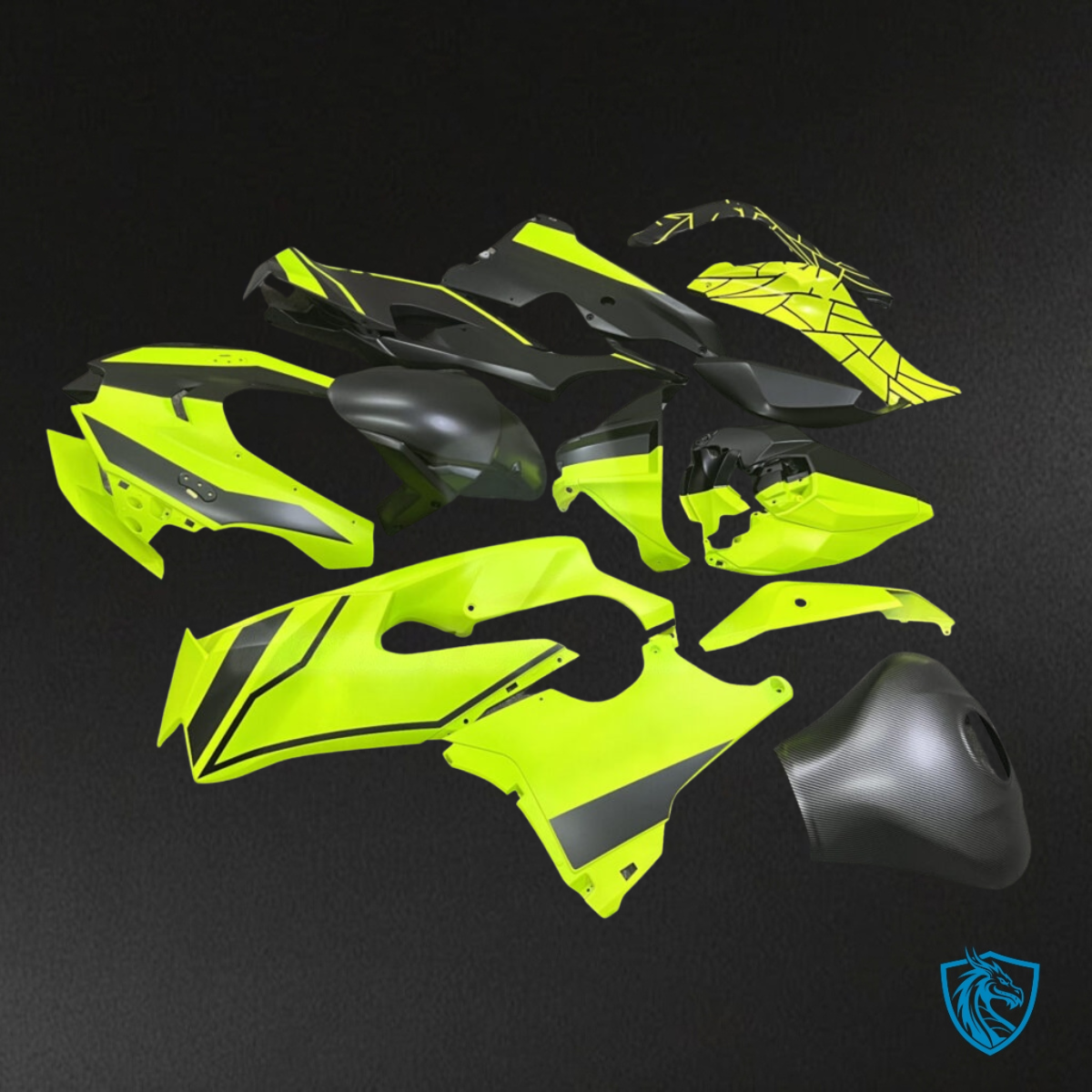 Kawasaki ZX10R (2021-2025) Gloss Green & Black Split Fairing Kit - Aftermarket ABS Bodywokrk