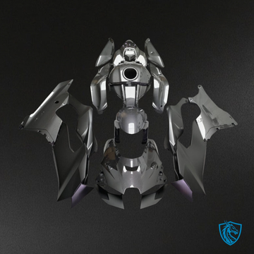 Kawasaki ZX10R (2021-2025) Gloss Black with Carbon Fiber Fairing Kit - Aftermarket ABS Bodywork