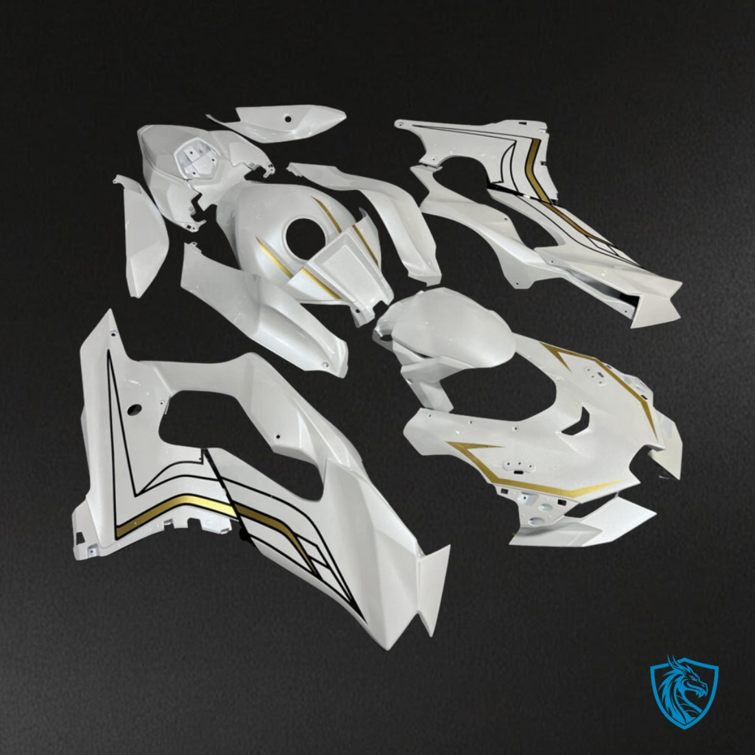 Test Kawasaki ZX10R (2021-2025) Pearl White & Gold Fairing Kit - ABS Bodywork