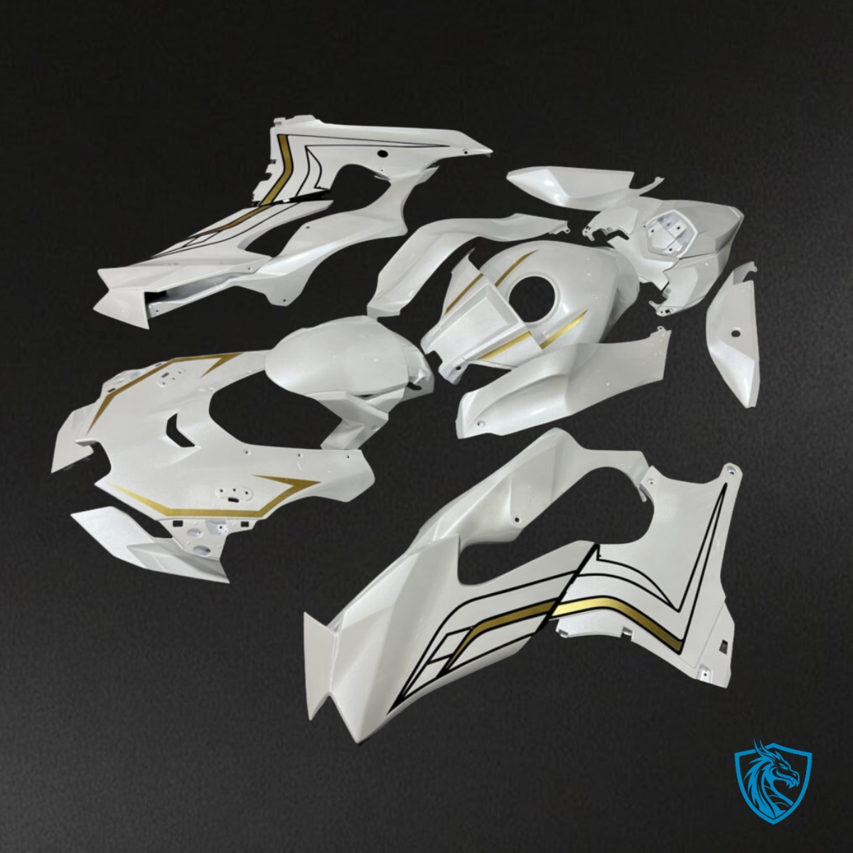 Test Kawasaki ZX10R (2021-2025) Pearl White & Gold Fairing Kit - ABS Bodywork