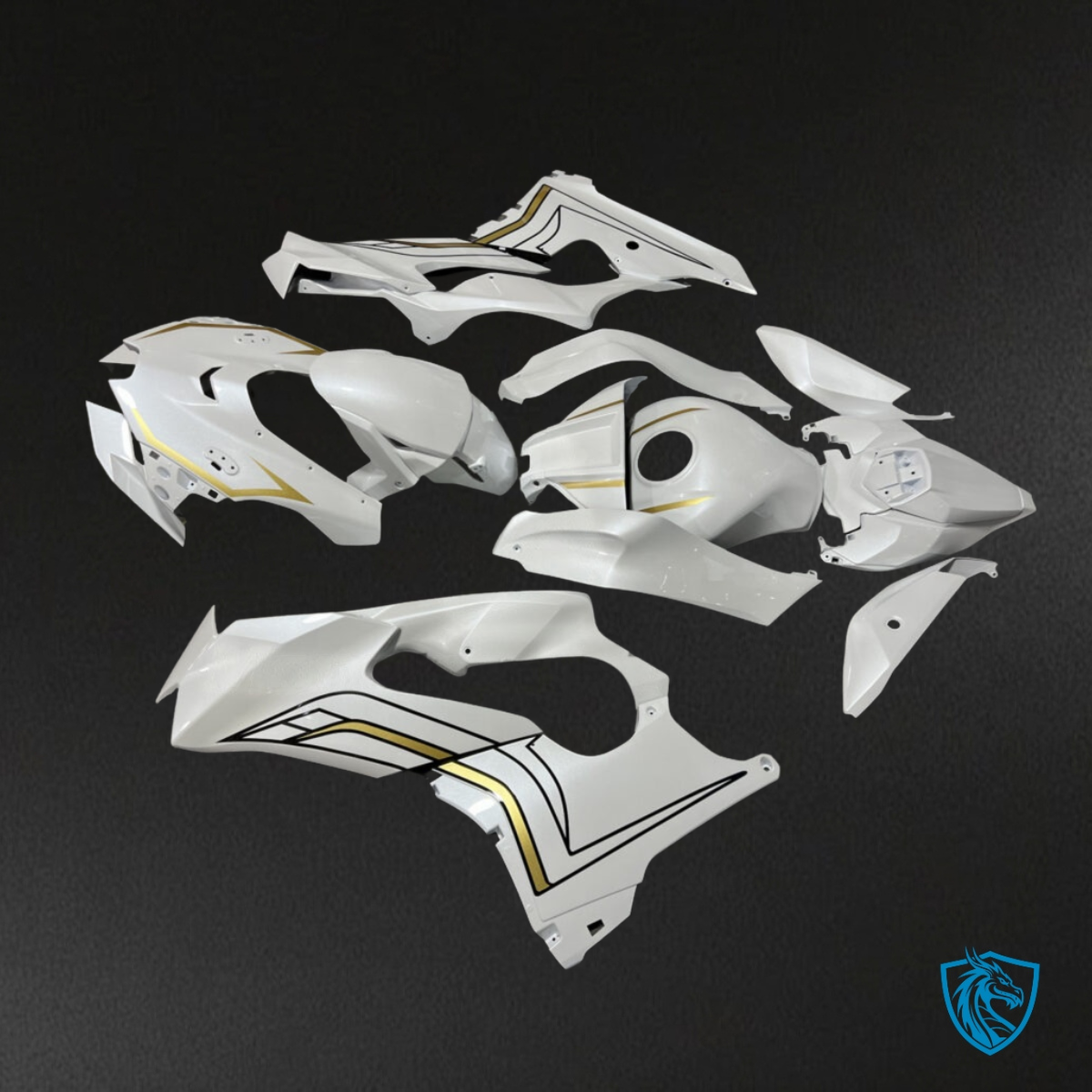 Test Kawasaki ZX10R (2021-2025) Pearl White & Gold Fairing Kit - ABS Bodywork