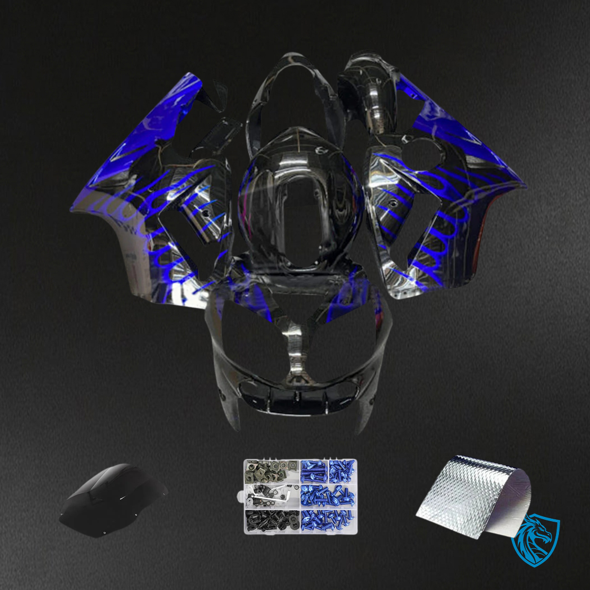 Kawasaki ZX12R (2000-2001) Black & Blue - Fairing Kit