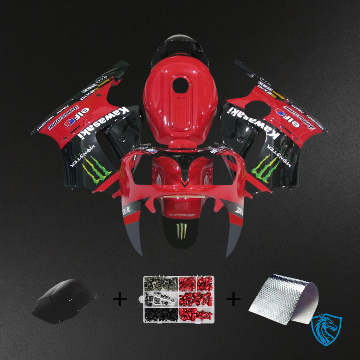 Kawasaki ZX12R (2000-2001) Black & Red - Fairing Kit