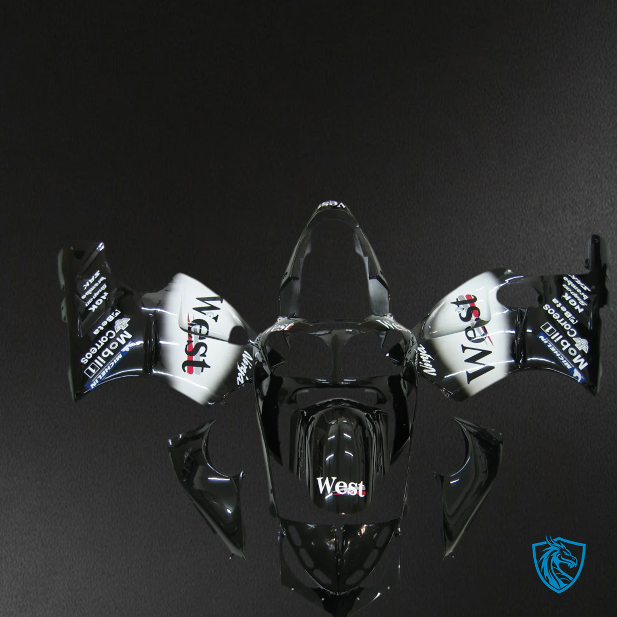 Kawasaki ZX12R (2000-2001) Black & White - Fairing Kit