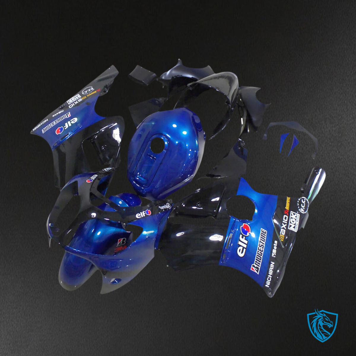 Kawasaki ZX12R (2000-2001) Glossy Black & Blue - Fairing Kit