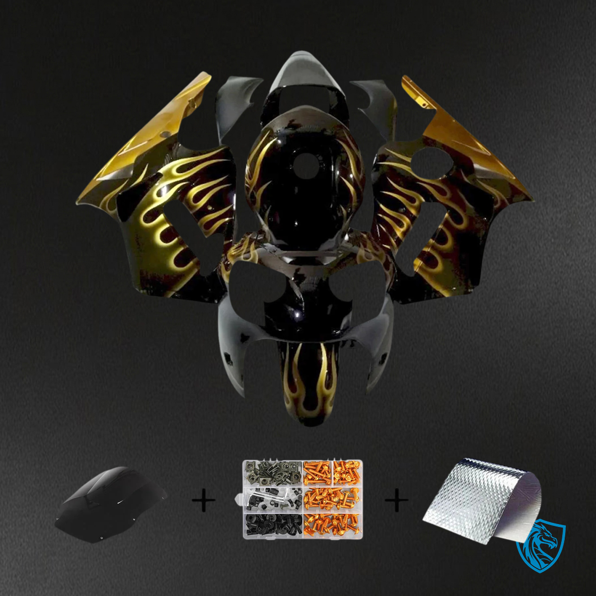 Kawasaki ZX12R (2000-2001) Glossy Black & Gold - Fairing Kit