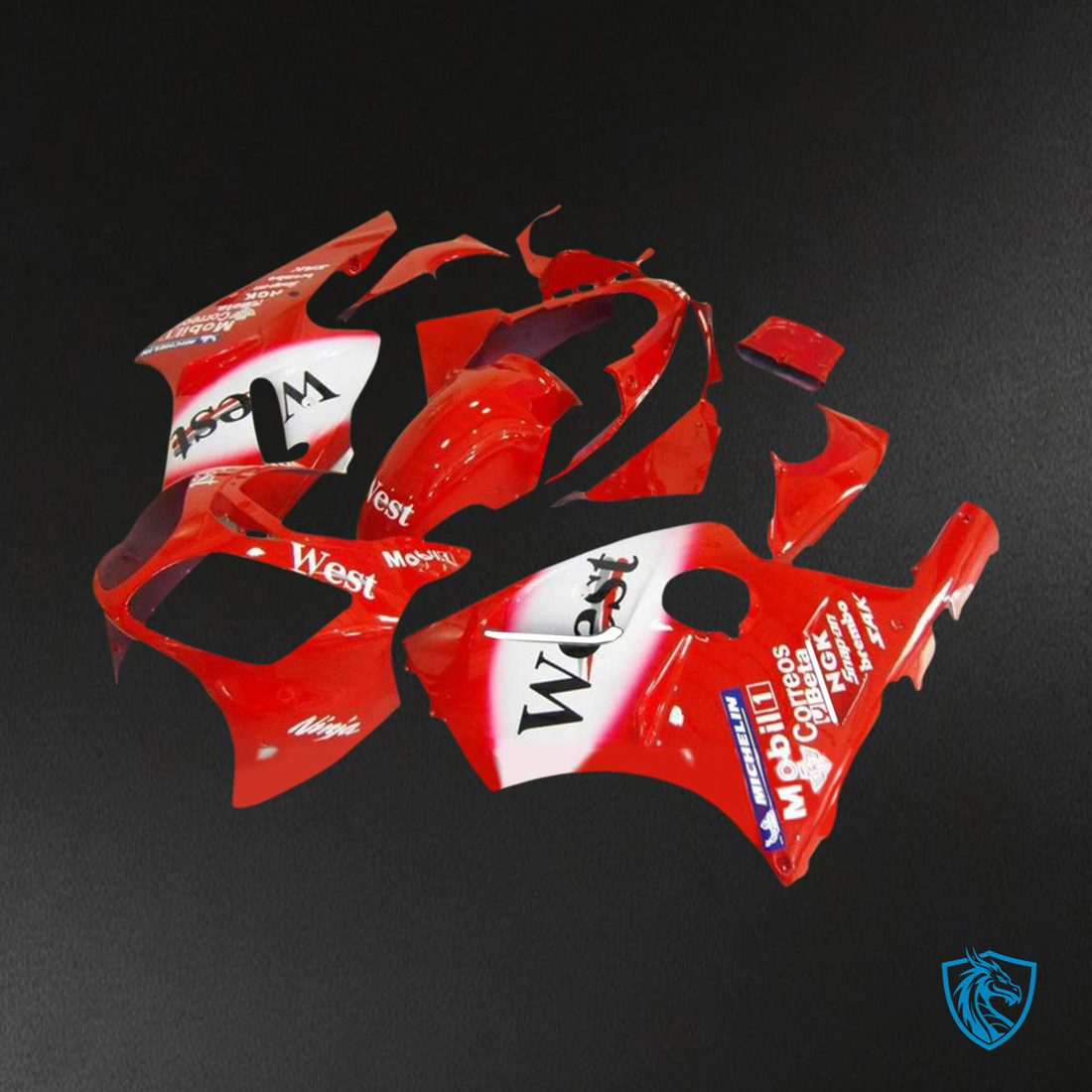 Kawasaki ZX12R (2000-2001) Glossy Red & White - Fairing Kit