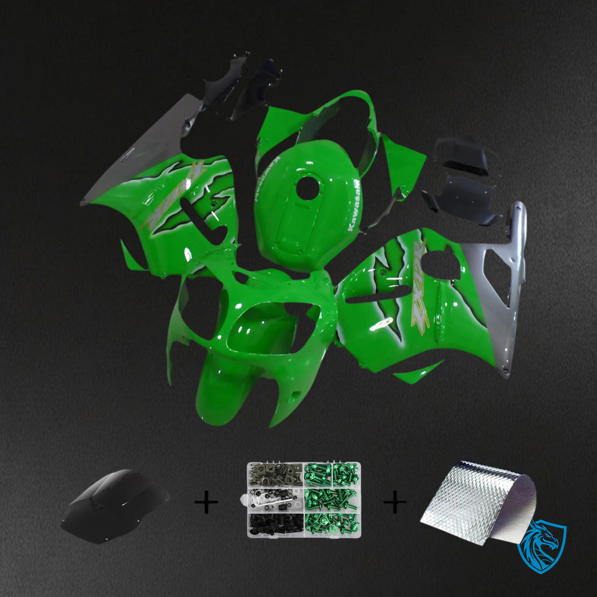 Kawasaki ZX12R (2000-2001) Green & Gray - Fairing Kit