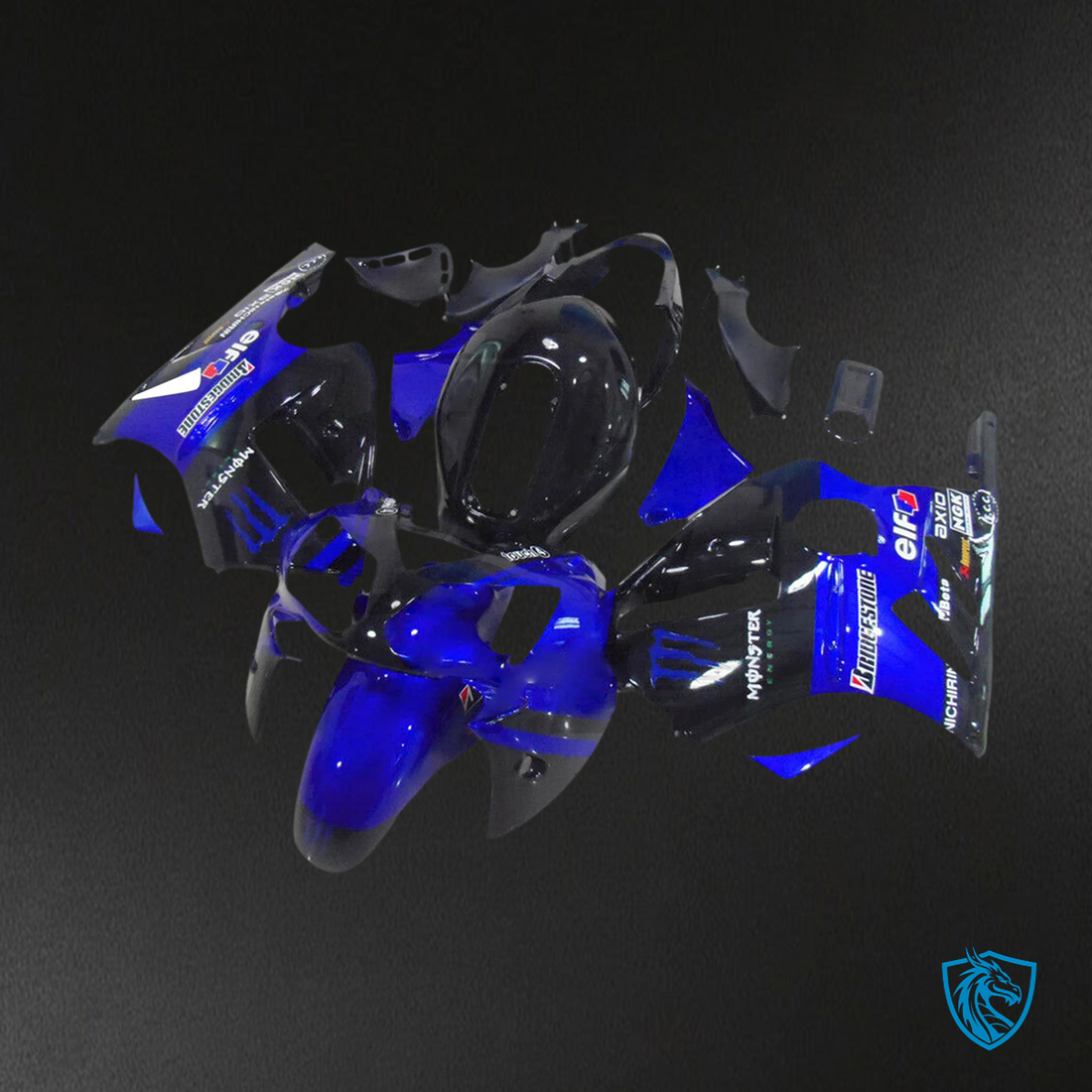 Kawasaki ZX12R (2002-2005) Black, Blue & White - Fairing Kit