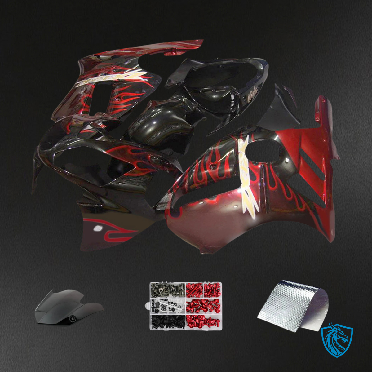 Kawasaki ZX12R (2002-2005) Black & Red - Fairing Kit