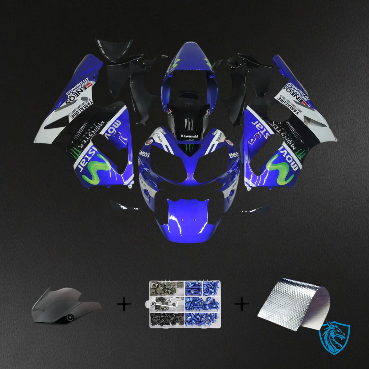 Kawasaki ZX12R (2002-2005) Blue, Black & White - Fairing Kit