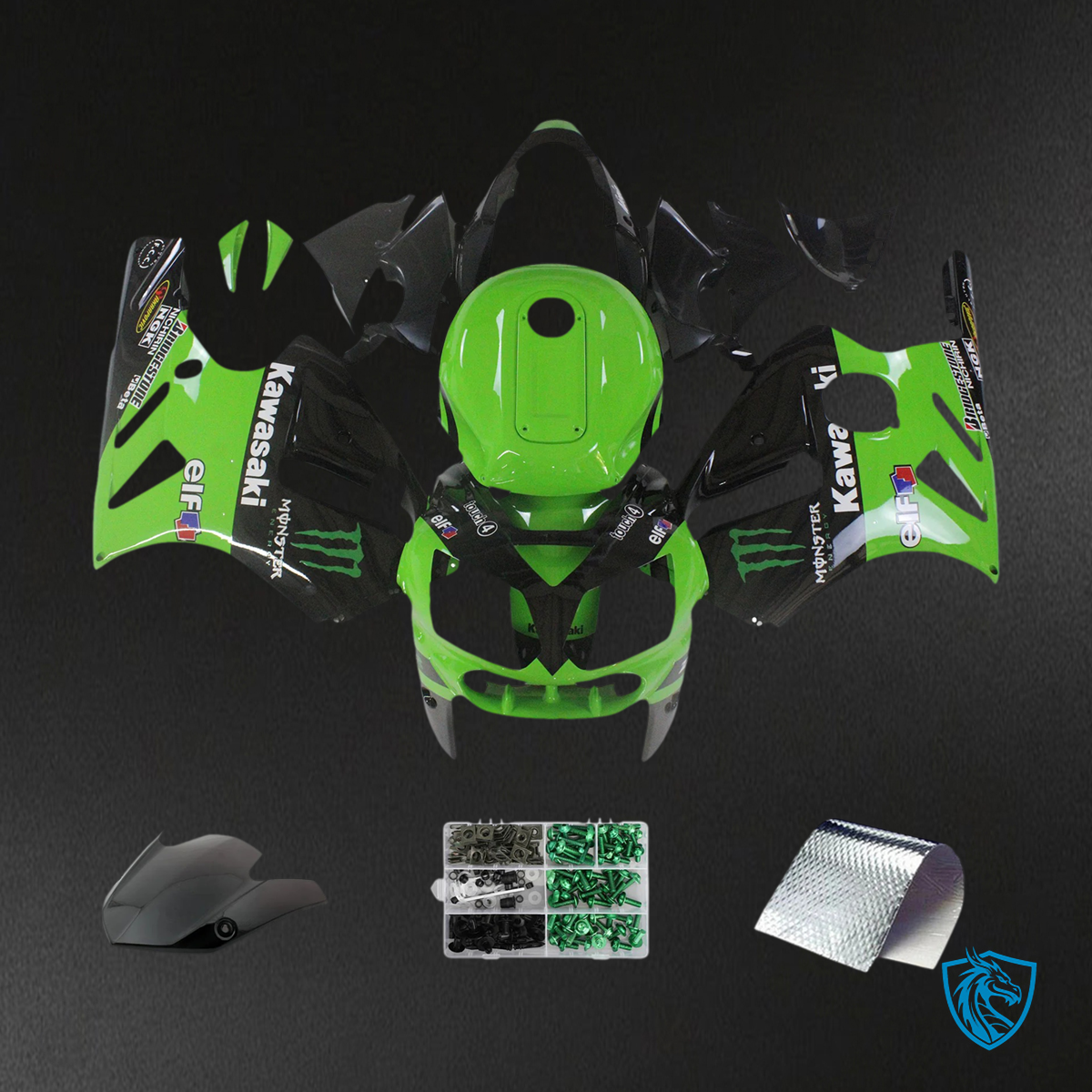 Kawasaki ZX12R (2002-2005) Green & Black - Fairing Kit
