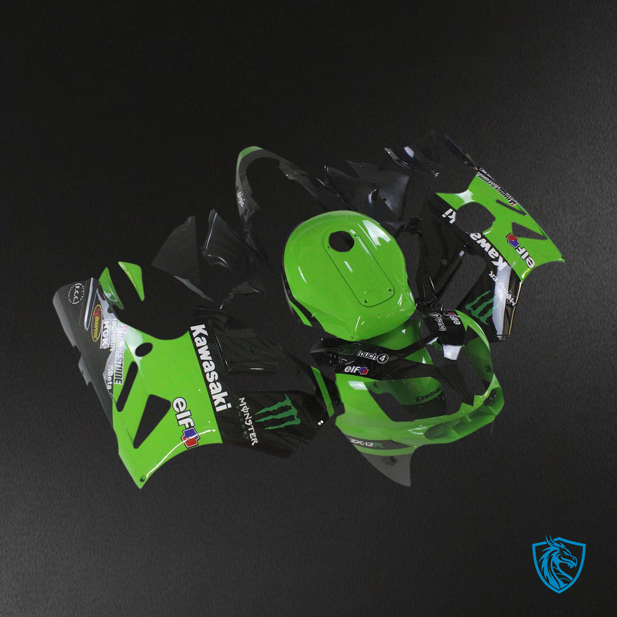 Kawasaki ZX12R (2002-2005) Green & Black - Fairing Kit