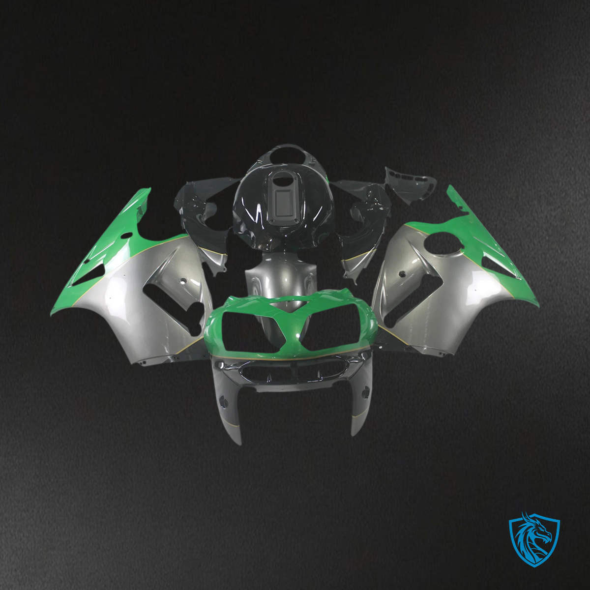 Kawasaki ZX12R (2002-2005) Green & Gray Logo - Faring Kit
