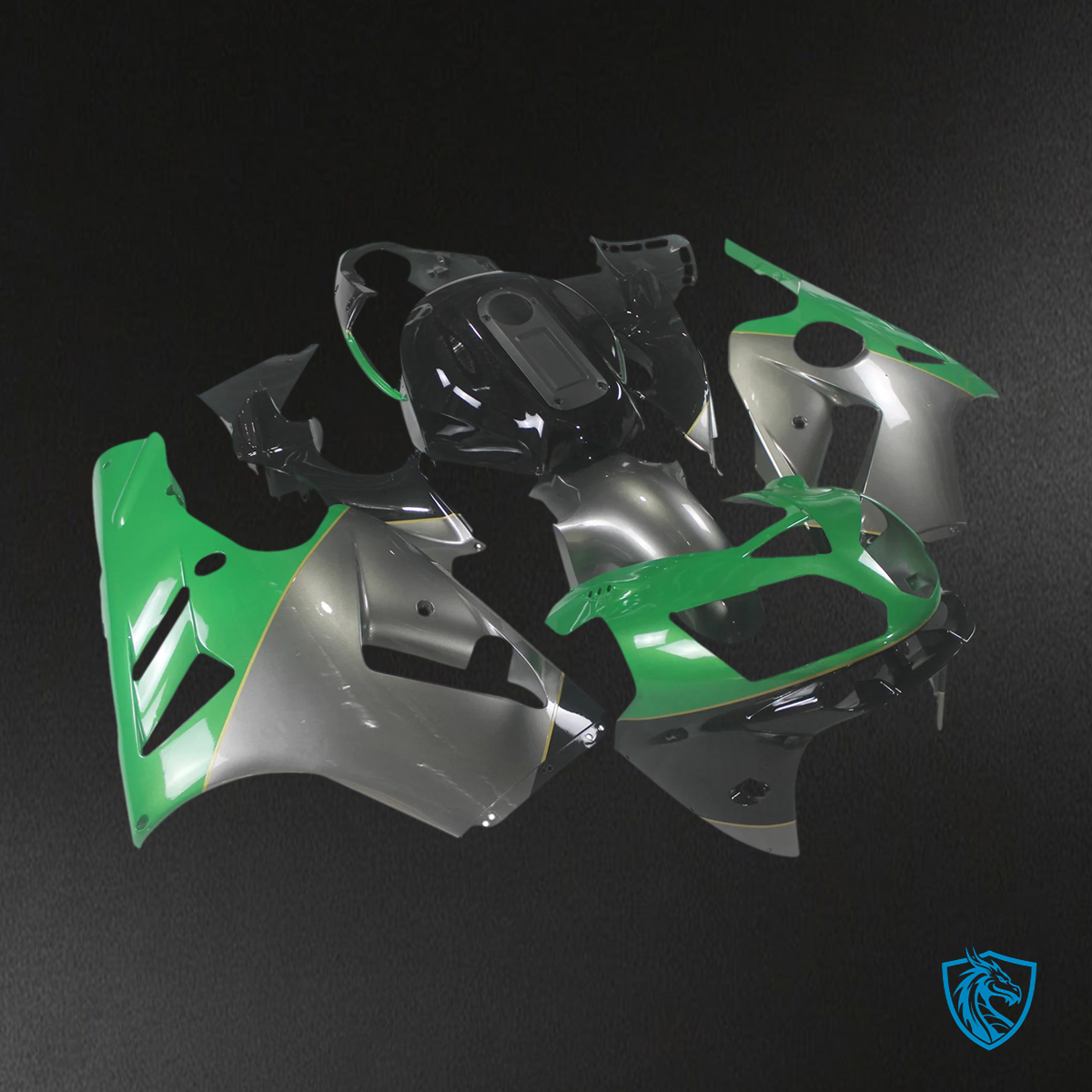 Kawasaki ZX12R (2002-2005) Green & Gray Logo - Faring Kit