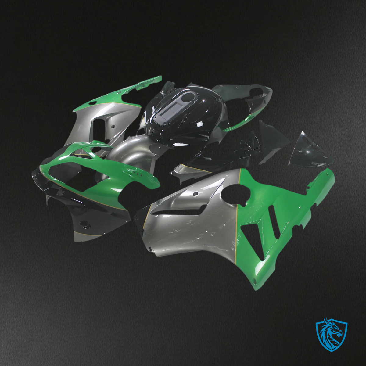 Kawasaki ZX12R (2002-2005) Green & Gray Logo - Faring Kit
