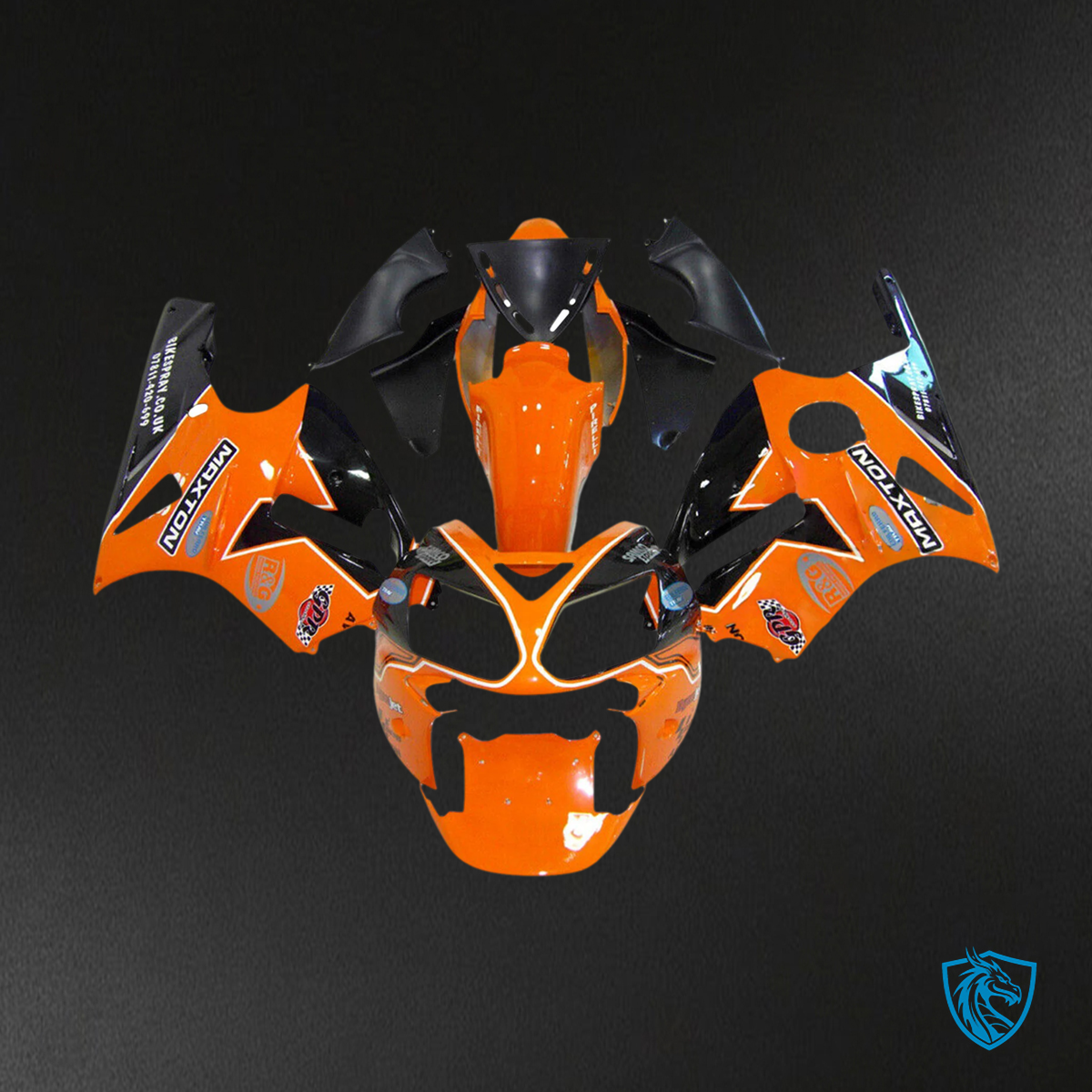 Kawasaki ZX12R (2002-2005) Orange, Black & White - Fairing Kit