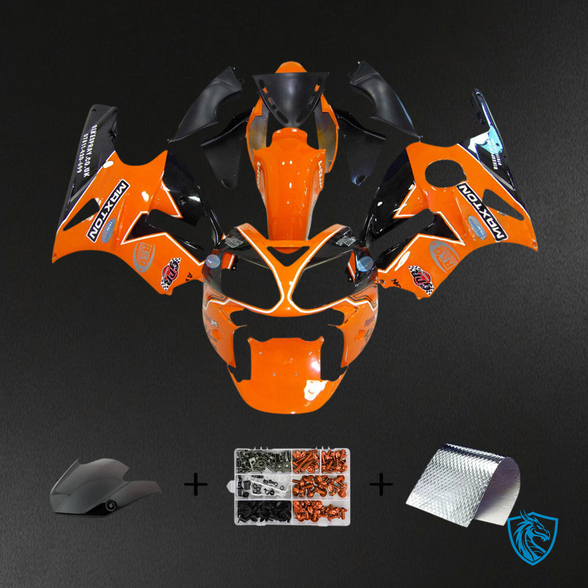 Kawasaki ZX12R (2002-2005) Orange, Black & White - Fairing Kit