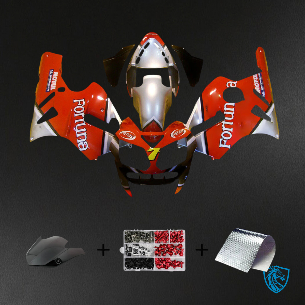 Kawasaki ZX12R (2002-2005) Red, Silver & White - Fairing Kit