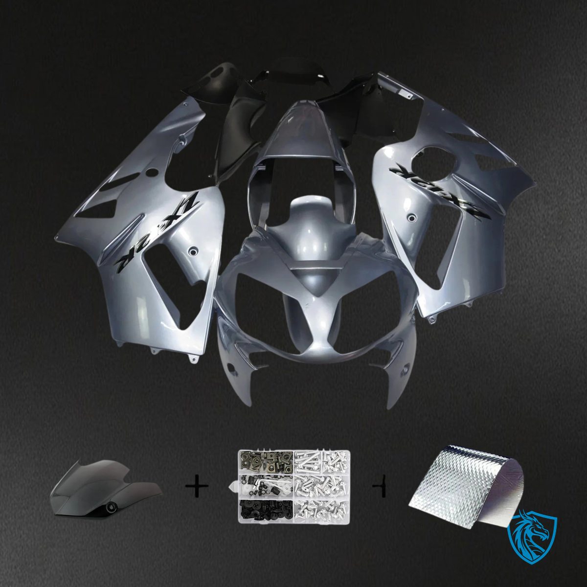 Kawasaki ZX12R (2002-2005) Silver, Gray & Black - Fairing Kit