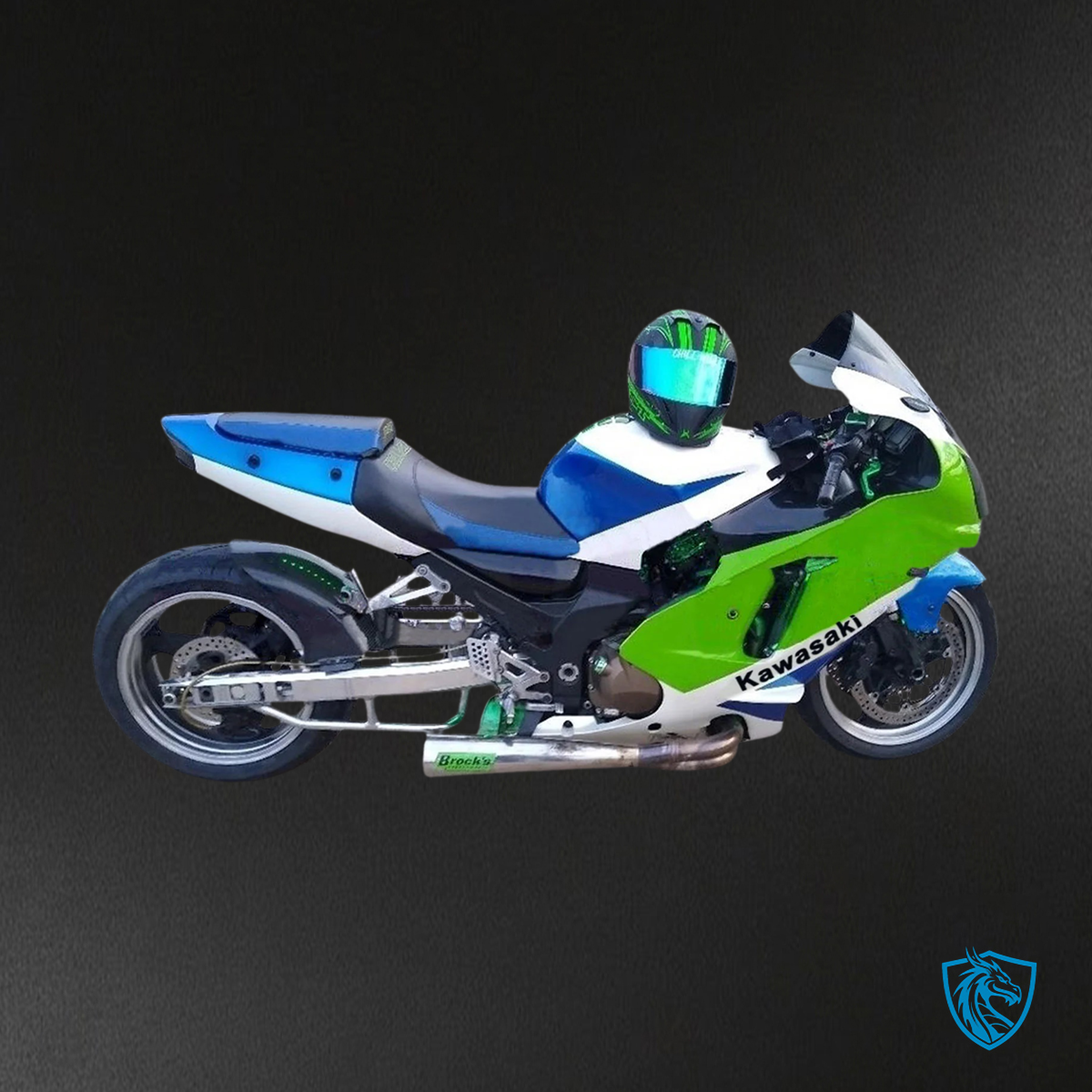 Kawasaki ZX12R (2002-2005) White, Blue & Green - Fairing Kit