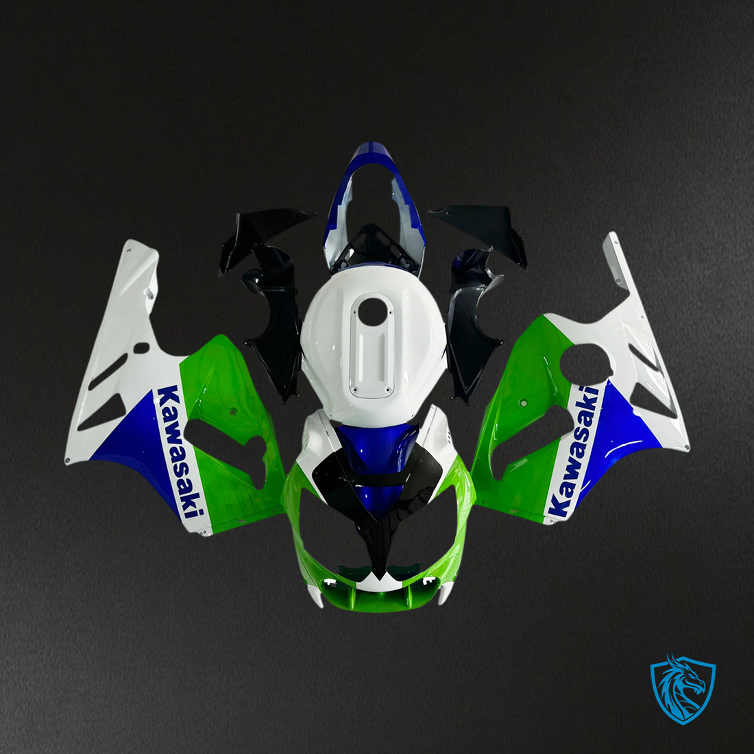 Kawasaki ZX12R (2002-2005) White, Blue & Green - Fairing Kit