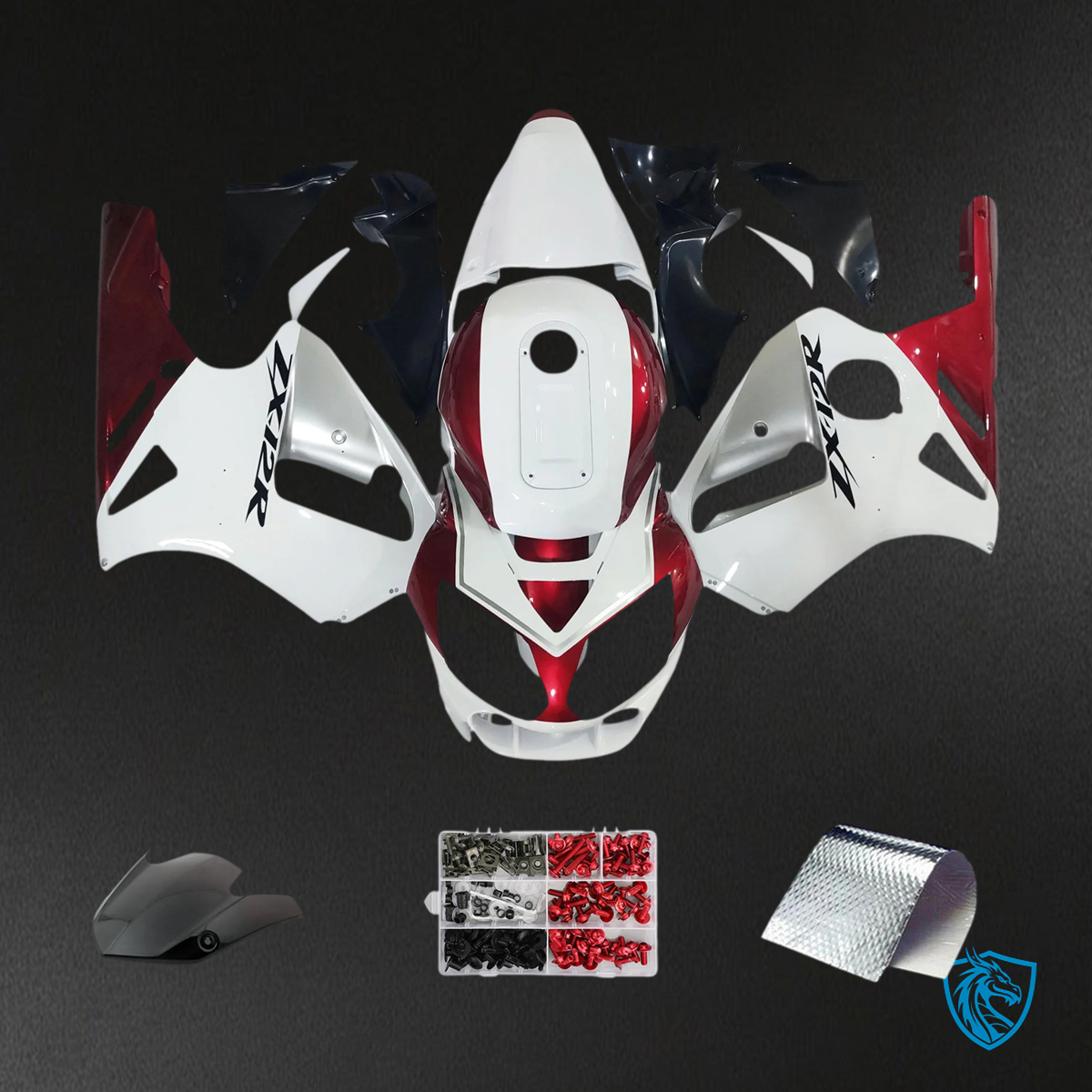 Kawasaki ZX12R (2002-2005) White, Red & Black - Fairing Kit