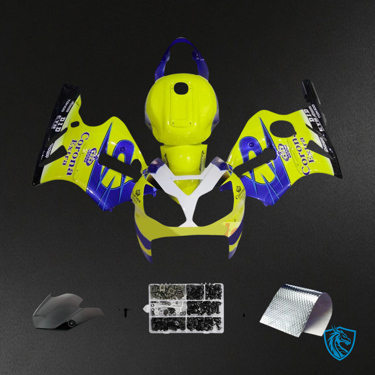 Kawasaki ZX12R (2002-2005) Yellow, Blue & Black - Fairing Kit