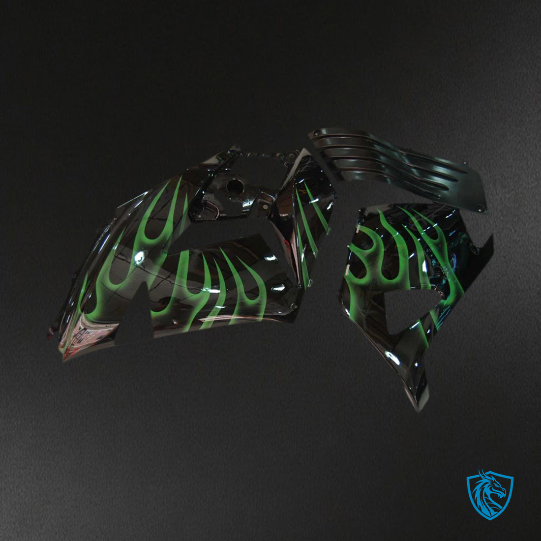 Kawasaki ZX14R (2006-2011) Black & Green Flame - Fairing Kit
