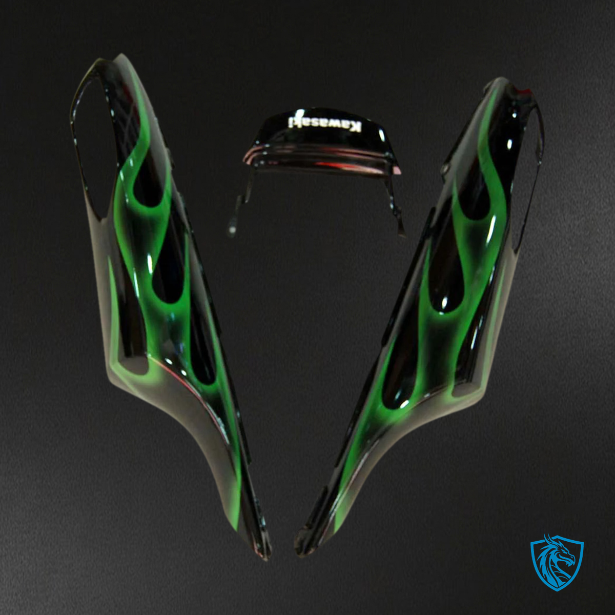 Kawasaki ZX14R (2006-2011) Black & Green Flame - Fairing Kit