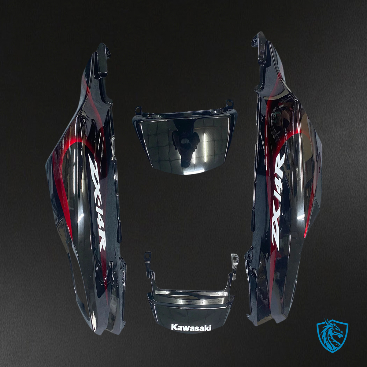 Kawasaki ZX14R (2006-2011) Black & Red Flame - Fairing Kit