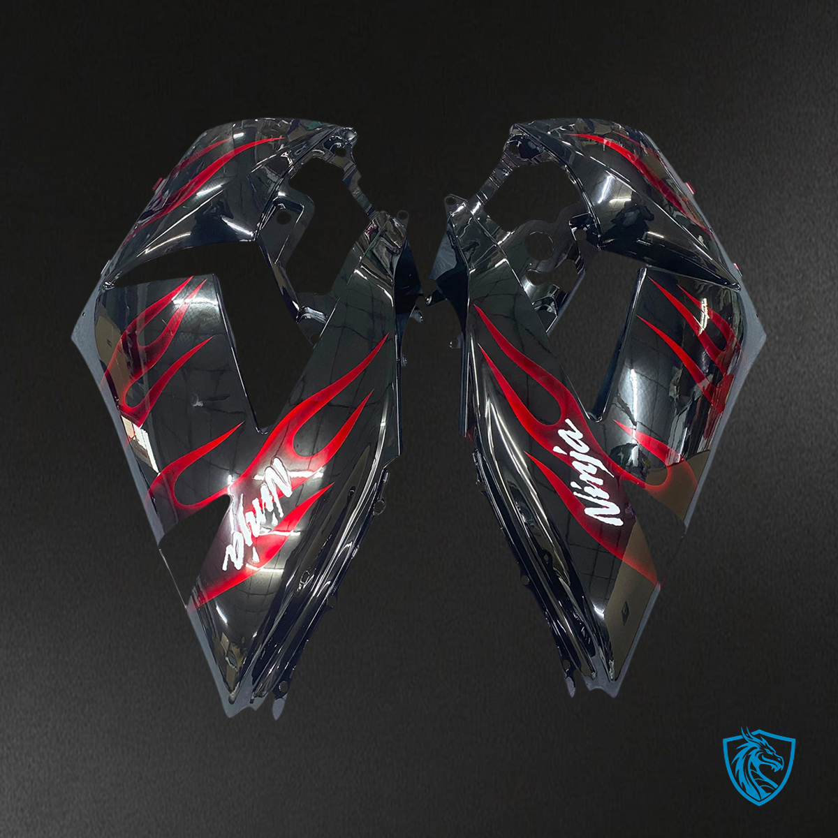 Kawasaki ZX14R (2006-2011) Black & Red Flame - Fairing Kit