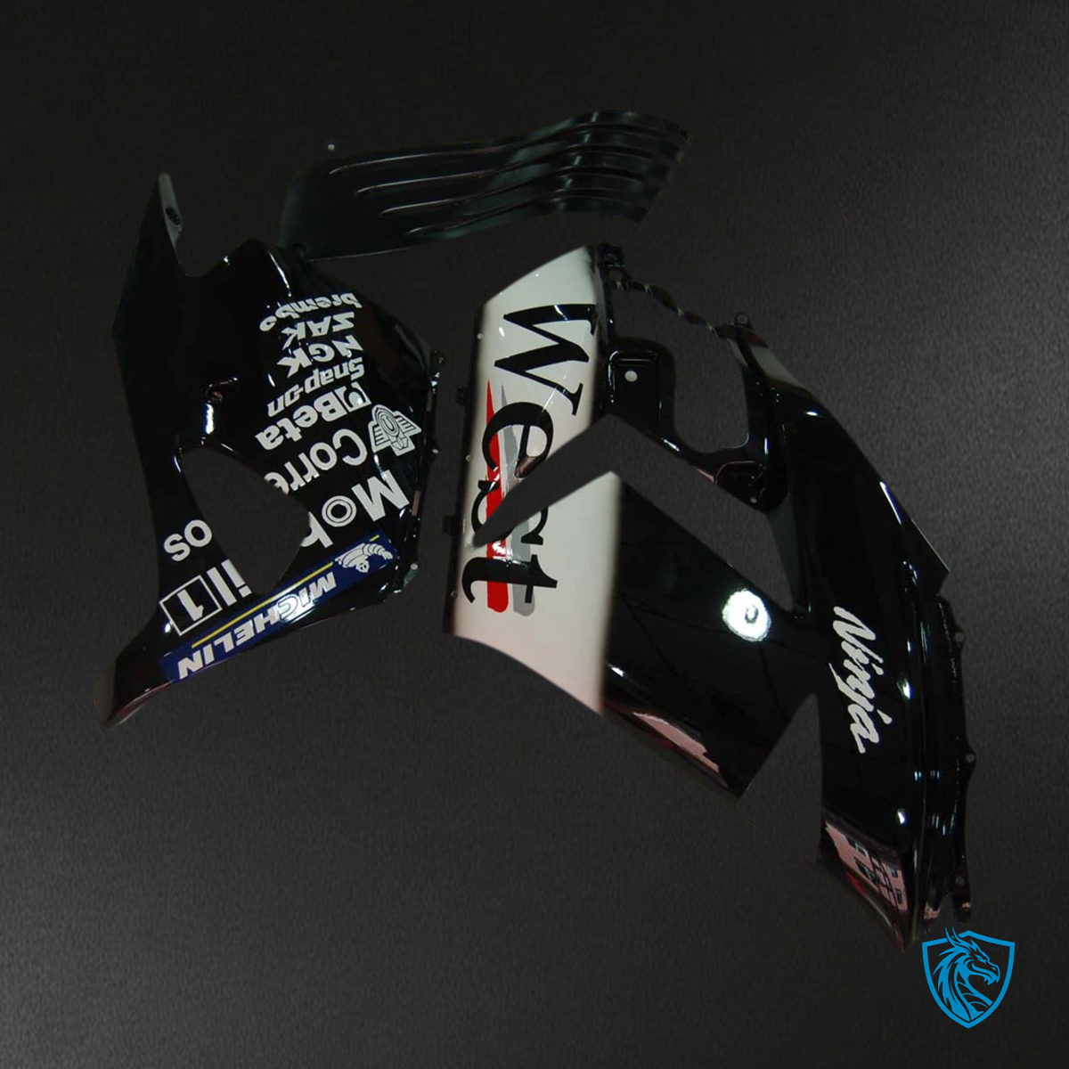 Kawasaki ZX14R (2006-2011) Black & White logos - Fairing Kit