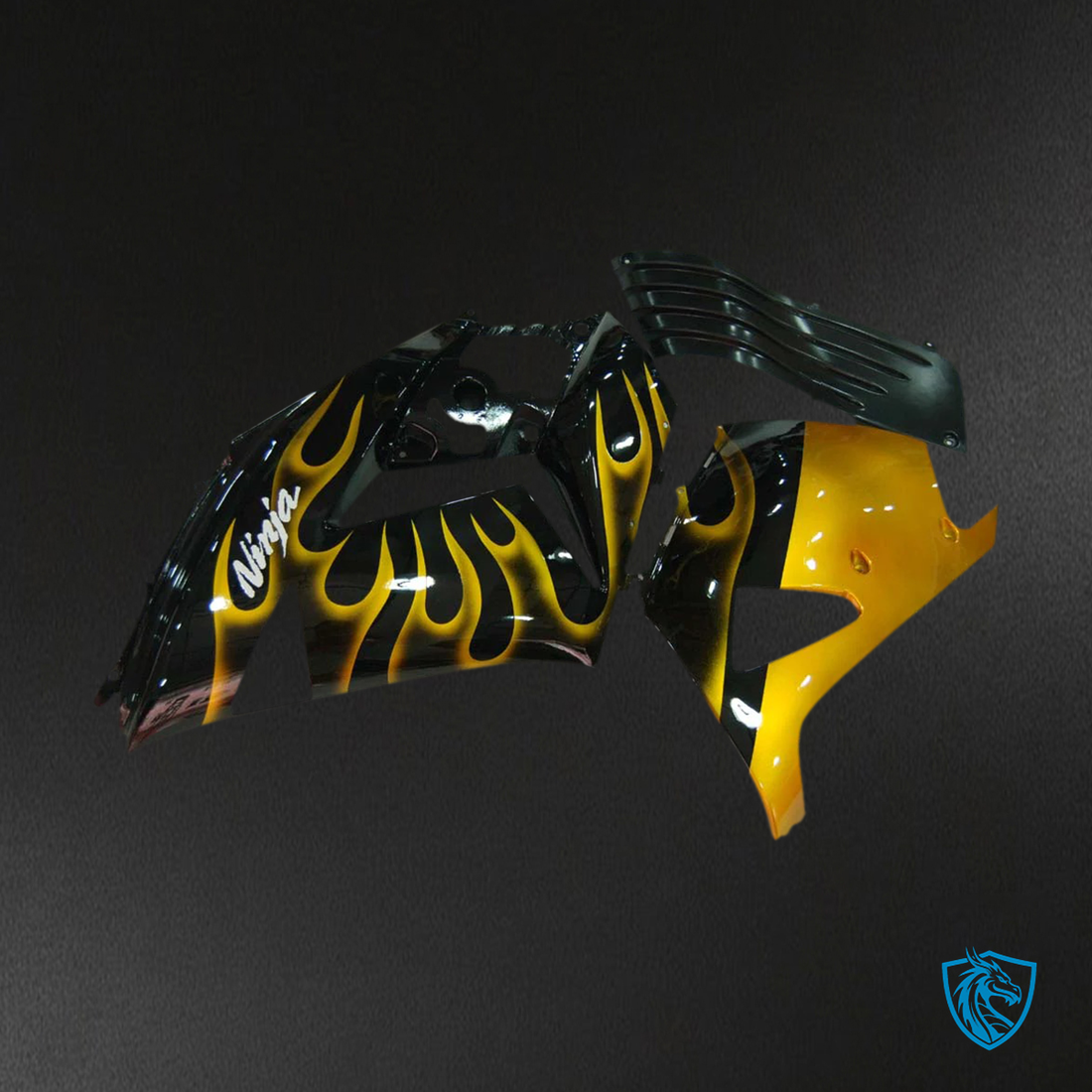 Kawasaki ZX14R (2006-2011) Black & Yellow Flame - Fairing Kit